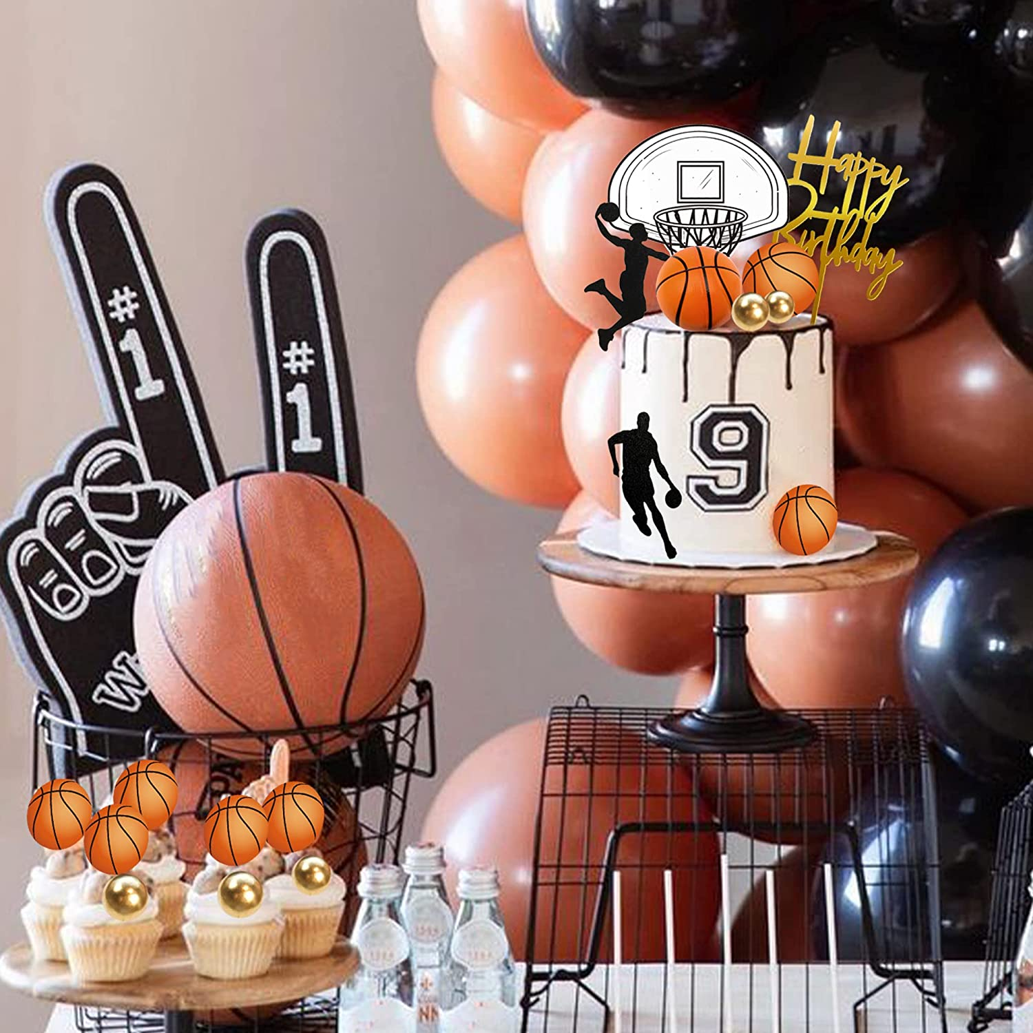 20 PCS Basketball Cake Toppers - Star Themed Cake Decorations for Birthday Parties image number 3