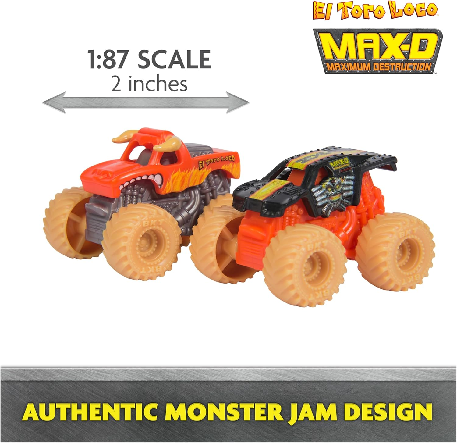 Monster Jam, El Toro Loco Venom Velocity Scorpion Playset, Mini Jams, 2 Exclusive Die-Cast El Toro Loco and Max-D Monster Truck 1:87 Scale, Kids&rsquo; Toys for Boys Aged 3, 4, 5, 6+