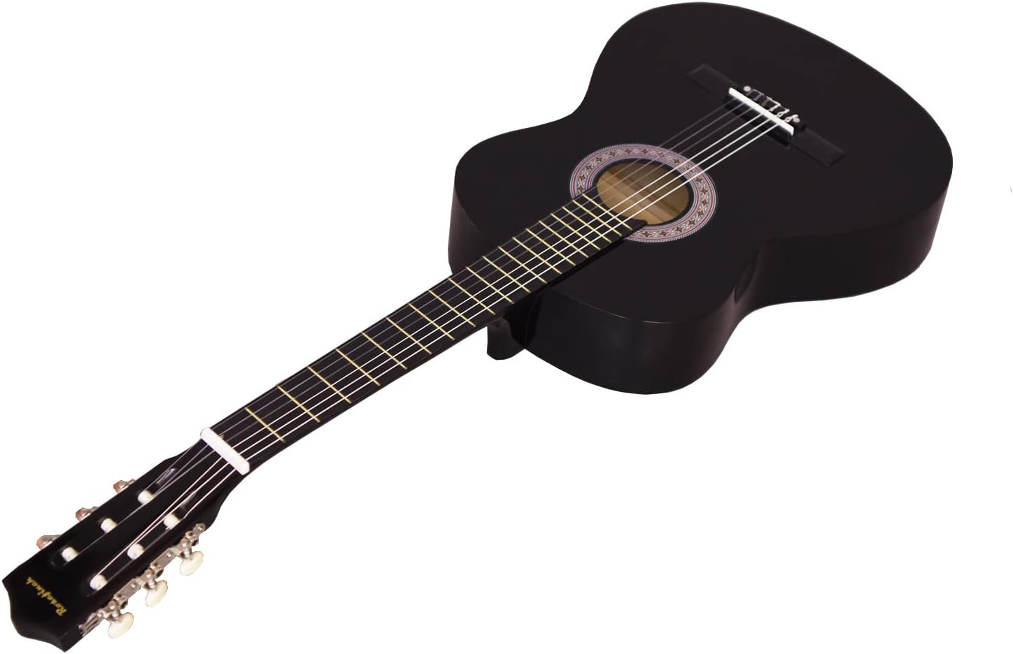 30 Inch Classical Guitar Kits for Beginner Kids & Adults Rosefinch 6-String Acoustic Guitar with Bag Capo Strap Picks Tuner Nylon String (Black) - Black image number 2