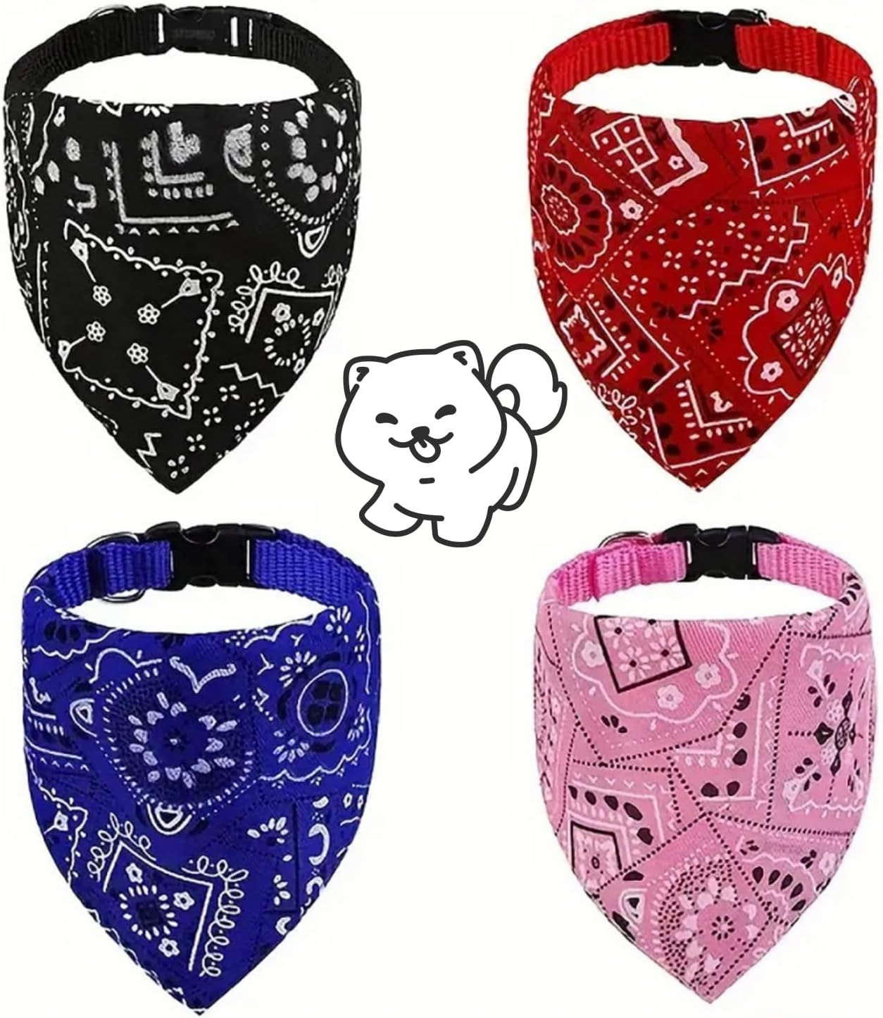 4 Packs of Adjustable Dog Bandannas,Pet Triangle Scarf Bib with Buckle,Triangle Dog Scarf Bandana with Adjustable Buckle,Dog Bandana Dog Collar With,Large Size image number 4