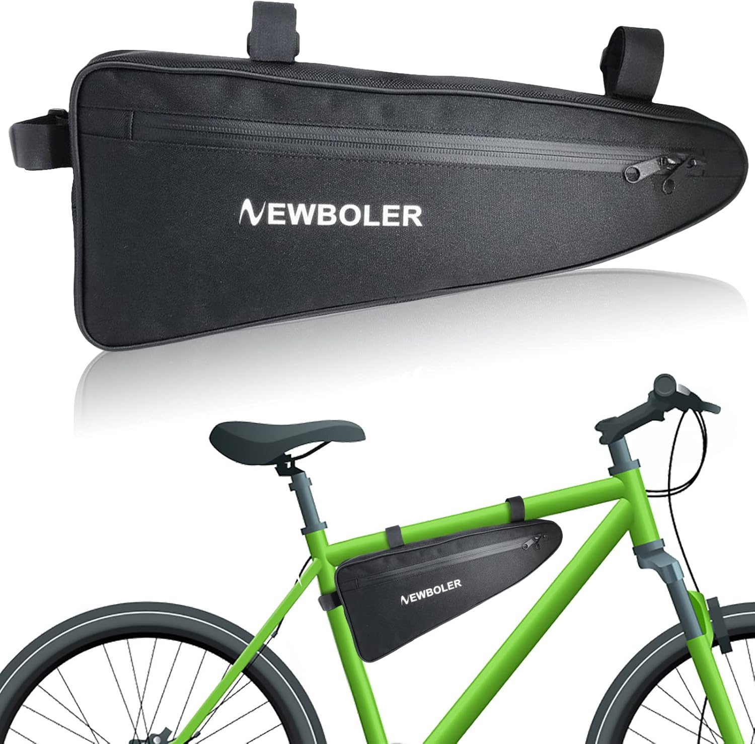 Kytpyi Bike Frame Bag, Bike Bag, 2L Large Capacity Bike Triangle Frame Bag, Waterproof Reflective Bicycle Handlebar Front Tube Saddle Storage Bag, Bike Triangle Bag for Mountain Bike Road Bike image number 2