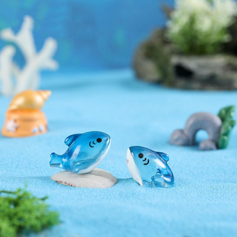 20Pcs Luminous Cute Shark Ornaments Aquarium Micro Landscape Naughty Shark Fish Tank Glow in Dark Resin Crafts Micro Landscape Accessories Mixed Color image number 6