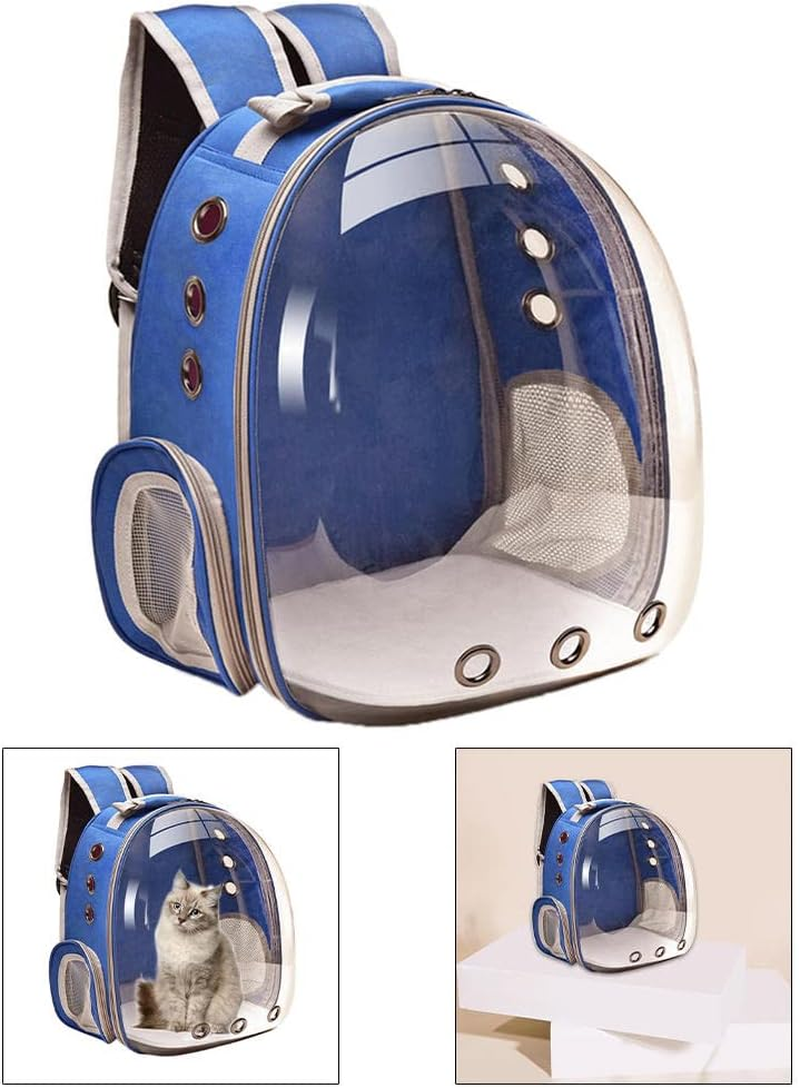 #N/A Durable Bubble Backpack Pet Carriers,Transparent Pet Breathable Travel Small Dog Cats with 3 Breathable Mesh Panels - Blue image number 6