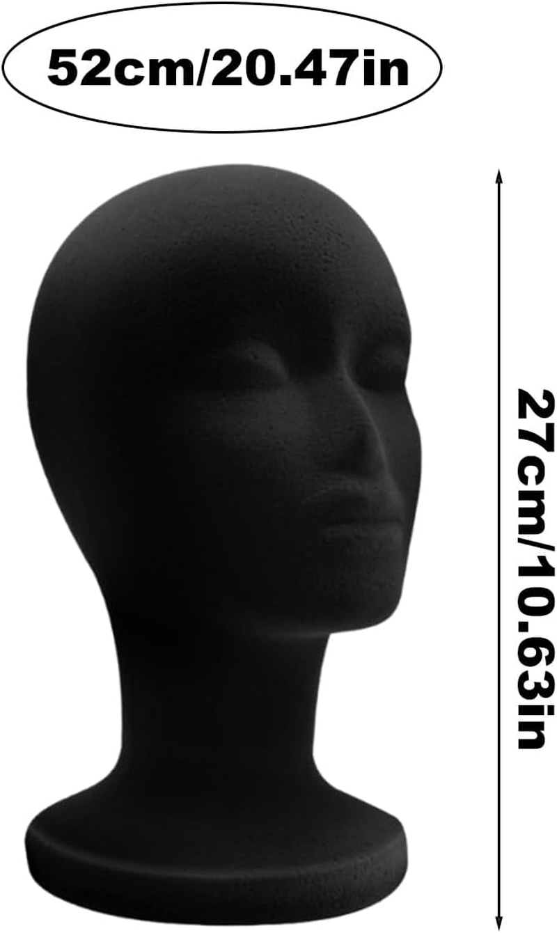 Foam Head,Foam Black Velvet Male Wigs Display Model | Styling Showcase Cosmetology Display Model for Jewelry Glasses Scarves Hair Accessories Eyewear Hairpieces Headphone image number 5