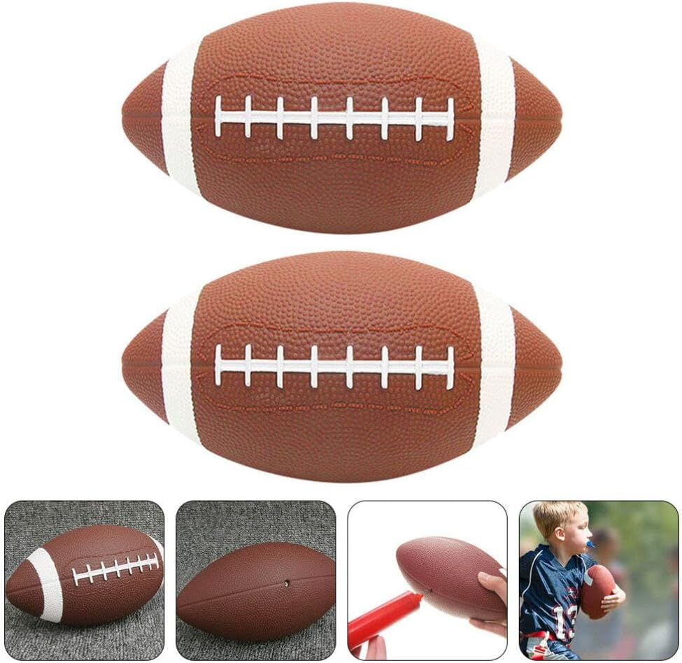 2Pcs American Football, Leather Football Football Rugby Ball College Football for Outdoor image number 4