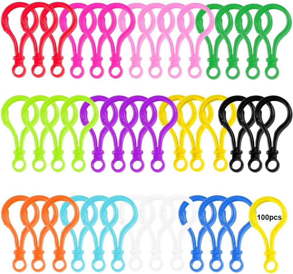 Lobster Clasps 100Pcs, Multicolour Plastic Lobster Claw Clasps for Keychain Supplies, Backpack Clips, DIY Handmade and Crafts image number 5