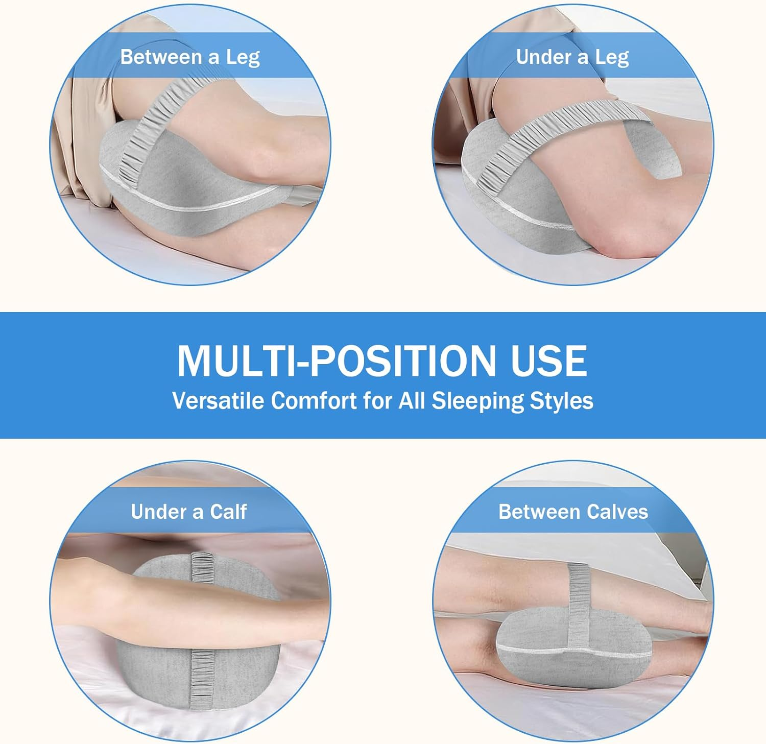 Knee Pillow, Leg Pillow for Side Sleepers, Memory Foam Leg Pillow with Adjustable Strap & Removable Cover, Leg Elevation Pillow for Spine Alignment, Sciatica Reduce Pressure image number 5