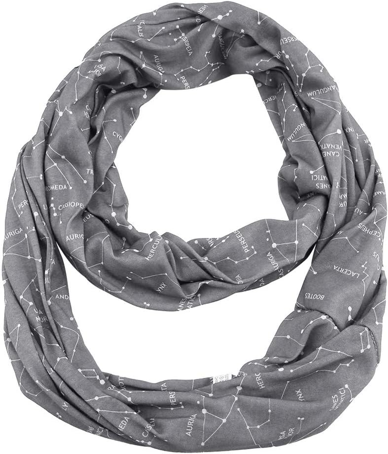 ANKROYU Star Pattern Loop Scarf Storage Bag with Zipper for Wallet Pocket Passport Travel Accessories Polyester Dark Blue Blue Grey Optional 165 180Cm (Grey) image number 3