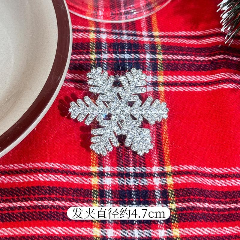 Fdsmall Snowflake Hair Clips Sparkly Rhinestone Snowflake Hair Clips Hair Clips Xmas Holiday Party Hair Pin Hair Clips Hair Accessories for Women (02) image number 3