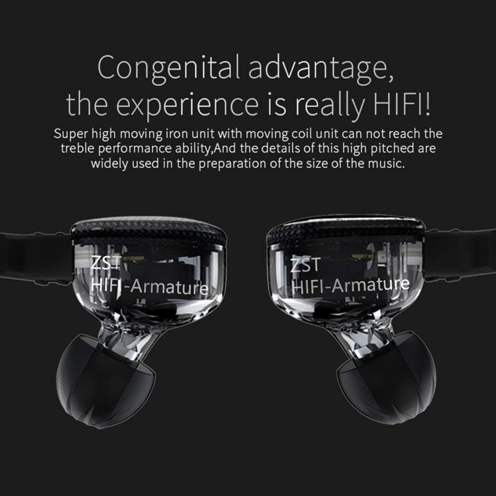 KZ ZST Earbuds Dynamic Hybrid Dual Driver in Ear Earphones (With Mic, Black) image number 5