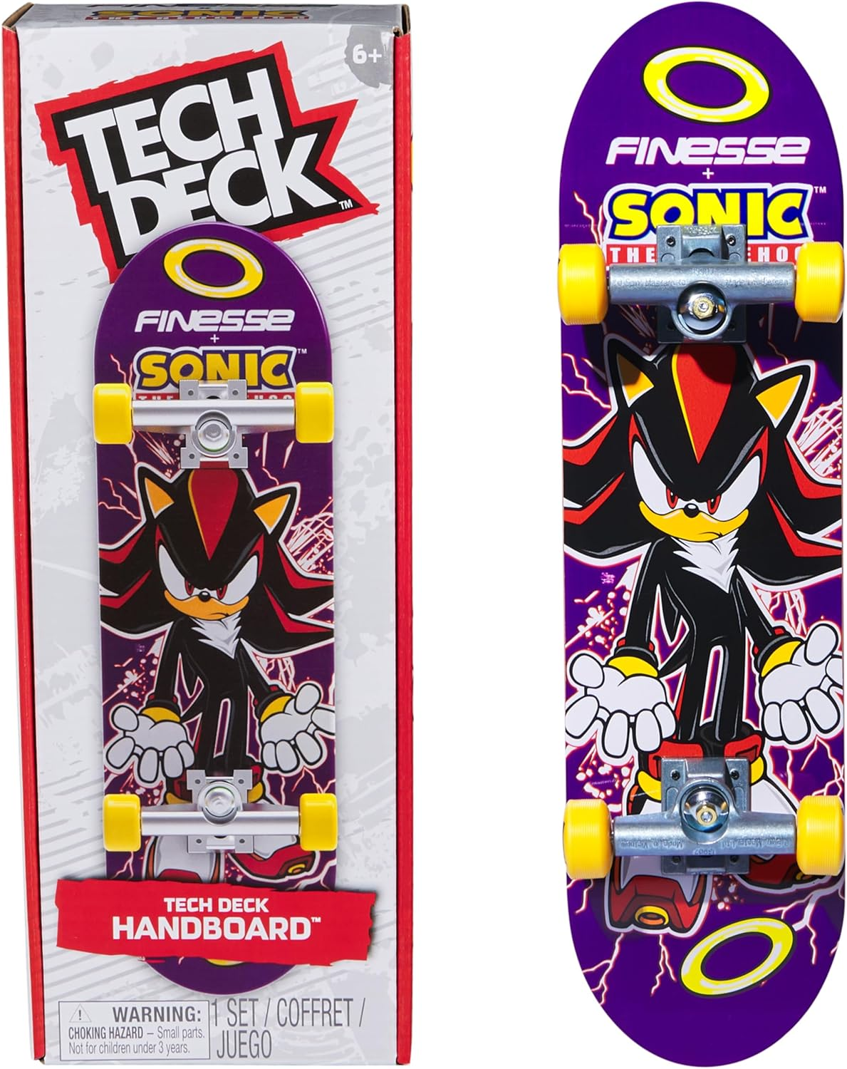 Tech Deck, Finesse X Sonic the Hedgehog Handboard; Authentic Mini Skateboards, Kids&rsquo; Toys for Boys and Girls, Ages 6 and up (Hands Use Only) image number 1