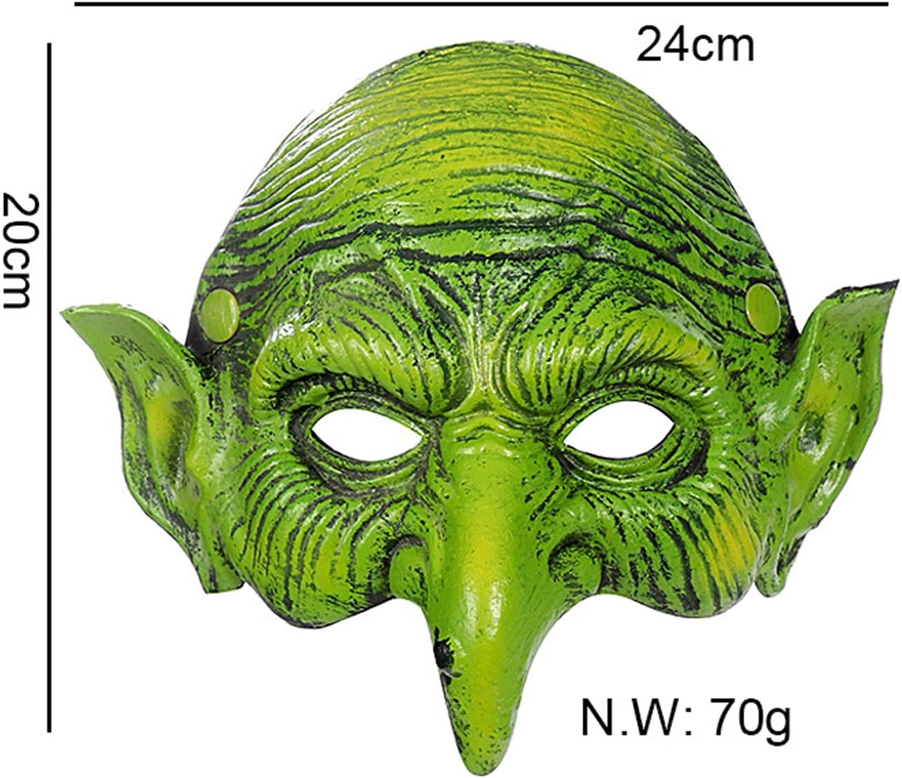 TINAYAUE Scary Witch Mask with Elastic Band Green Face Goblin Elf Ears Cosplay Fancy Costume Mask Horror Halloween Masks Carnival Dress up Themed Party Prank Stage Props image number 2