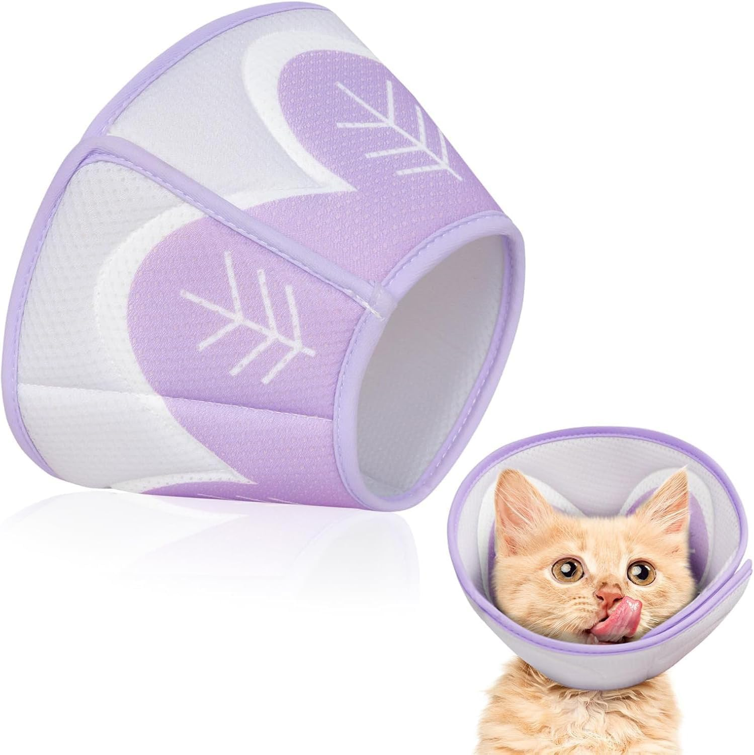 Cat Cone Collar to Stop Licking, Adjustable Elizabethan Collars, Soft Pet Recovery Collar for Kitten, Breathable Mesh Cat Cone after Surgery, Cat E Collar Prevent from Scratching Wounds(M) image number 6