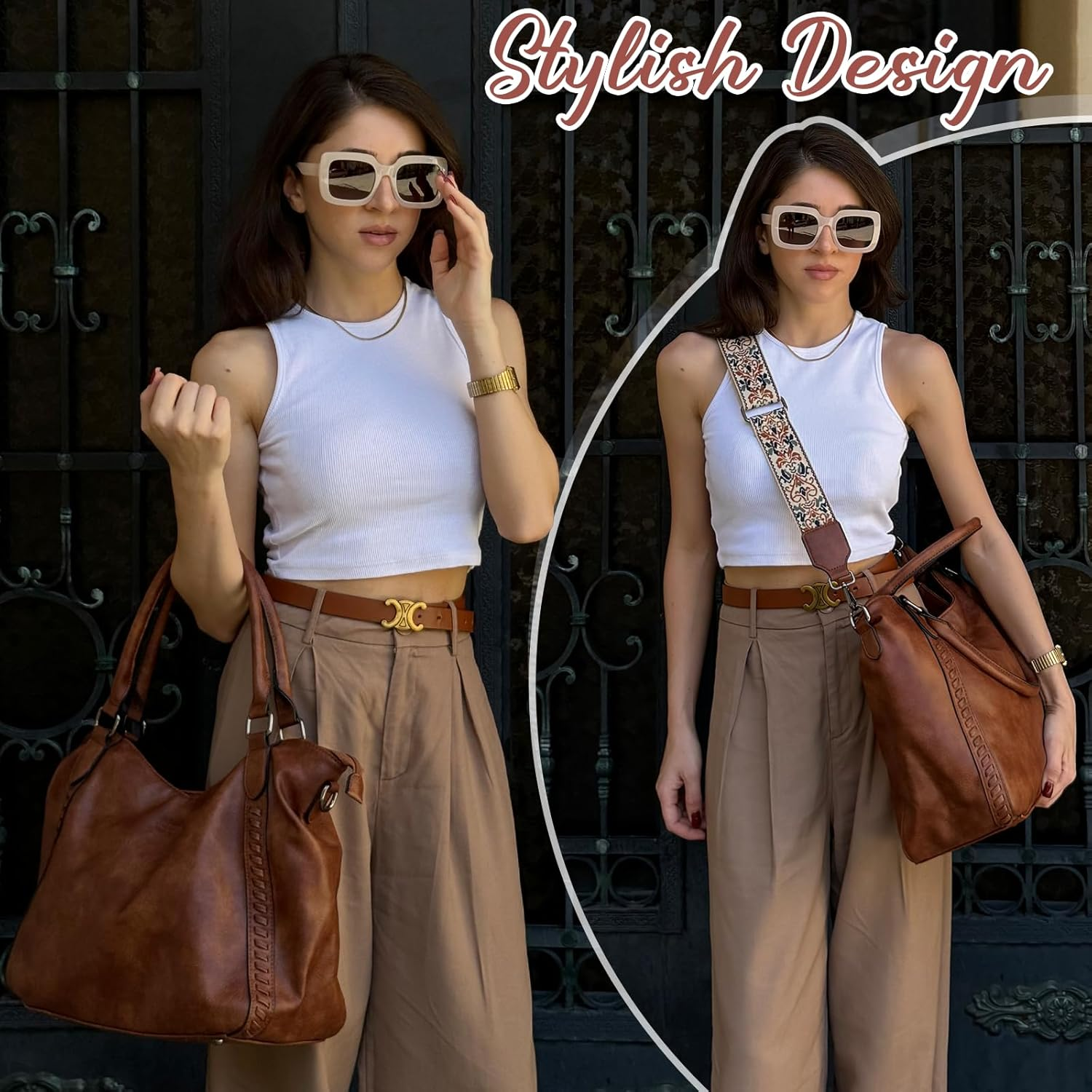 VX VONXURY Handbags for Women Hobo Bag PU Leather Shoulder Bag with Adjustable Shoulder Strap Fashion Crossbody Bag - Burgundy image number 2