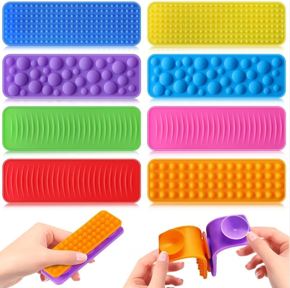 Sensory Fidget Toys Kids Adults: 8 Pack Textured Suction Toys for Autism Kids Calming - Sensory Stickers for Anxiety Relief Items - Fidget Strips for Classroom Desk - Travel Toys Road Trip Activities
