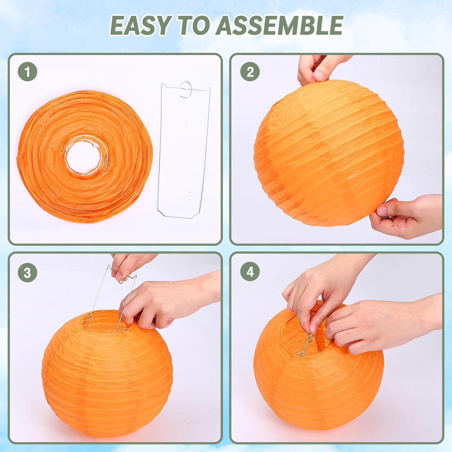 LEMESO 20 PCS Colorful Paper Lanterns 10 Inch / 25 Cm Chinese Lantern Hanging round Paper Lampshade Party Decorations image number 4