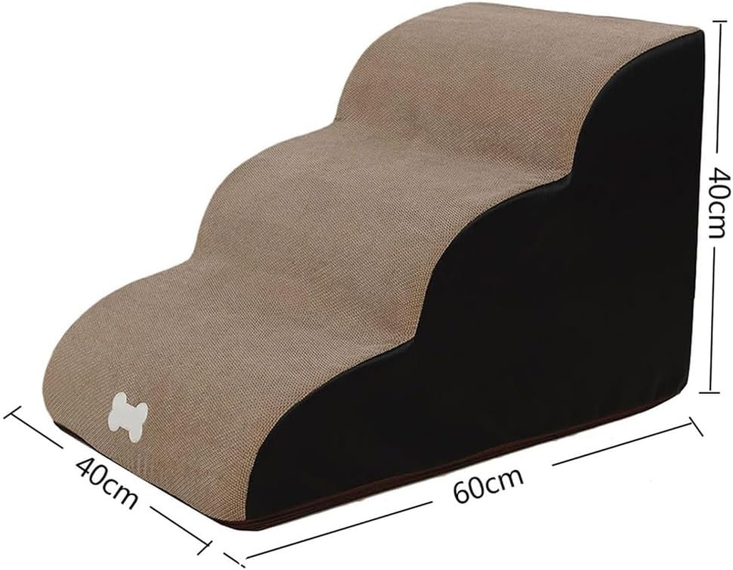 3 Tiers Dog Ramp and Stairs for Beds Non-Slip Sturdy Pet Steps Portable Climbing Ladder for Small Cats Dogs to Get on High Sofa Bed Brown 40 X 60 X 40 Cm image number 6