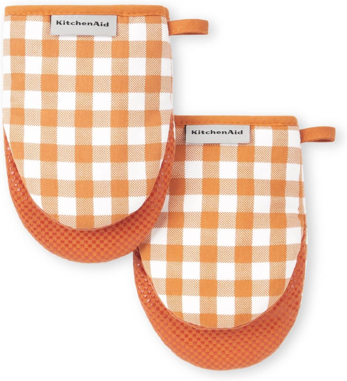 Kitchenaid Gingham Mini Oven Mitt 2-Pack Set, Onyx Black, 5.5"X8"