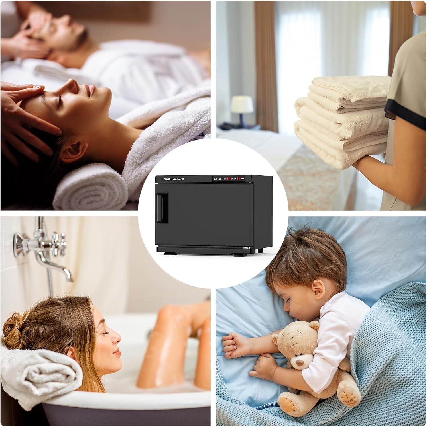 ADVWIN Hot Towel Warmer, 16L Bath Towel Warmer Cabinet with Stainless Steel Racks, Black image number 5