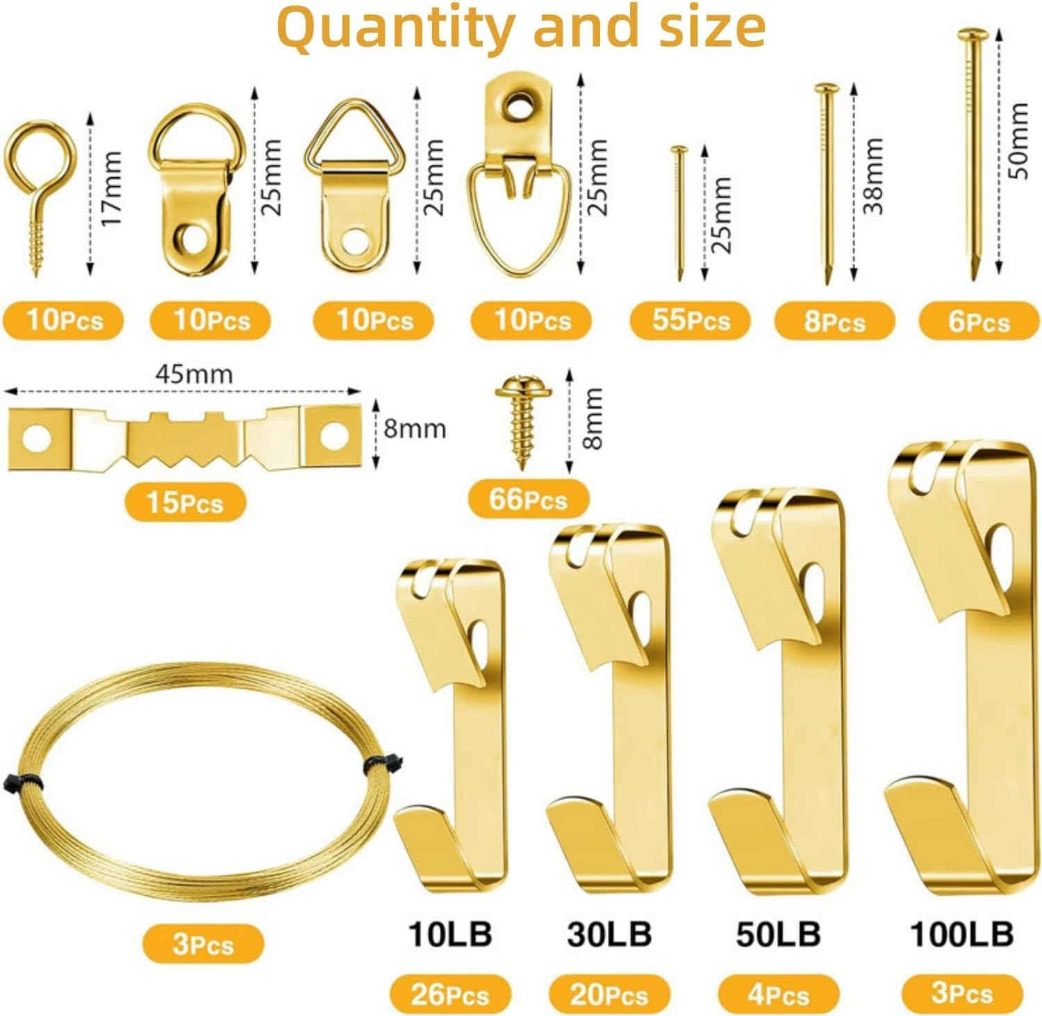 Shoyisenka 246 Picture Hanging Kit, Heavy-Duty Wall Hooks, Picture Frame Hanger Tool, Suitable for a Complete Set of Hanging Tools Such as Picture Frames and Oil Paintings. image number 3