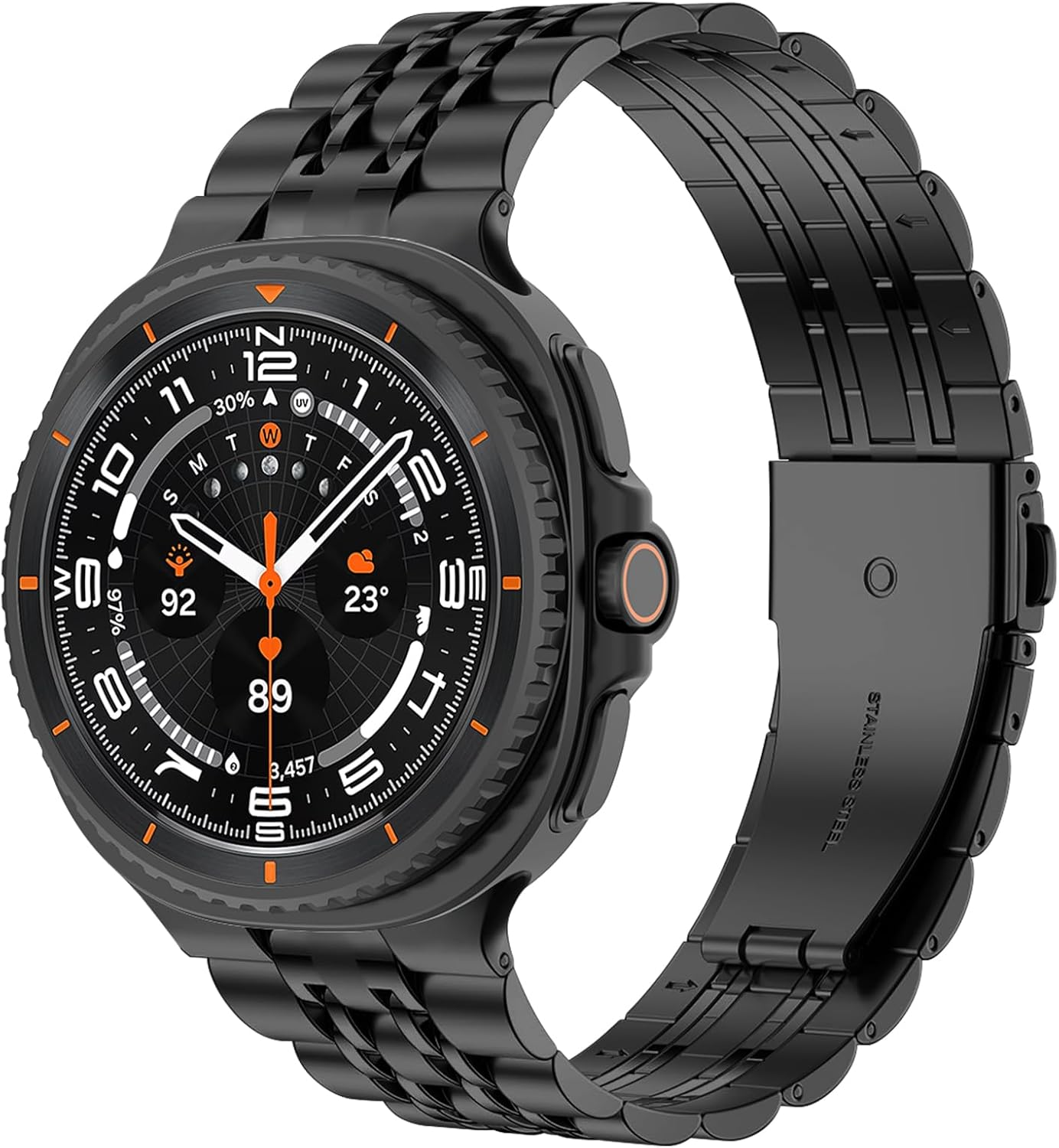 Metal Band Compatible with Samsung Galaxy Watch 8 40Mm 44Mm/8 Classic 46Mm Band Men Women, Titanium Stainless Steel Chain Strap with Folding Clasp for Galaxy Watch 8 Bands