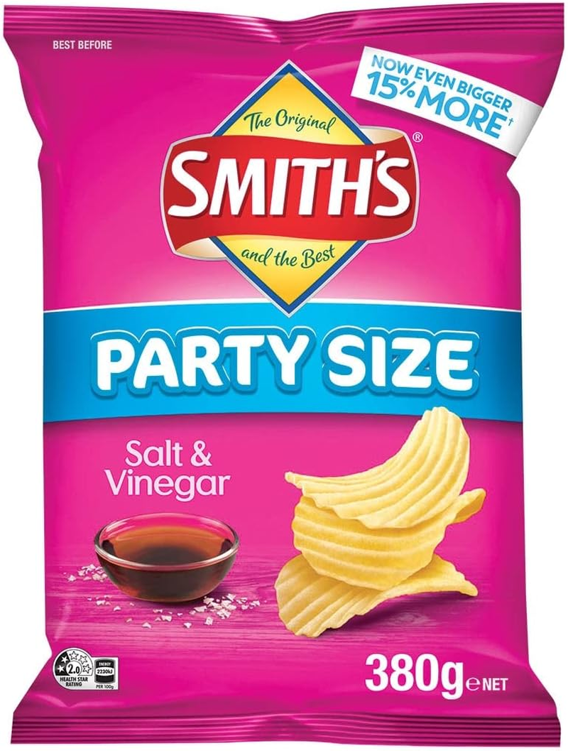 Smith'S Crinkle Cut Salt and Vinegar Party Size Chips 380 G image number 1