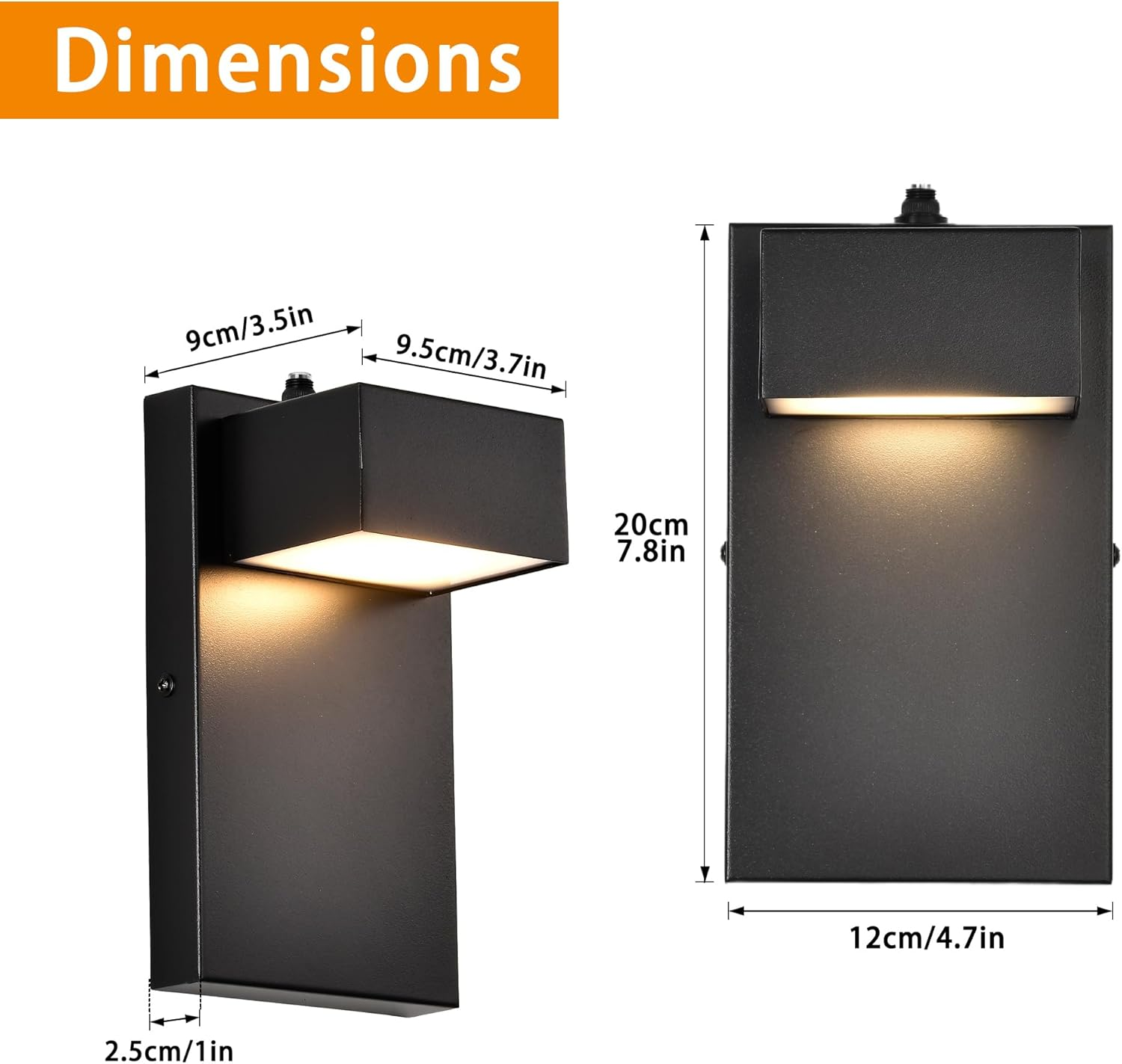 Dusk to Dawn Outdoor Light Fixture with Sensor &ndash; 12W LED Modern Waterproof Wall Lights, Matte Black Exterior Lighting Fixtures for Porch, Patio, Garage & Entryway, 3000K Warm White image number 1