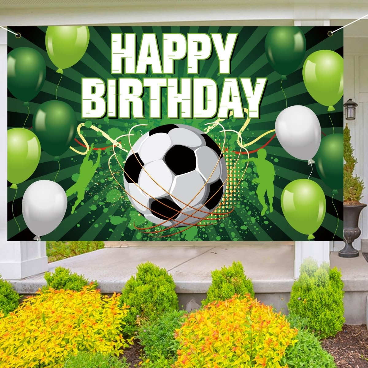 Costume Bay Happy Birthday Backdrop Banner 180 * 110 Cm Large Background Cloth Photo Party Large Decoration Sign for Birthday Party (Soccer Ball Birthday Banner, ONE) - Alien Birthday Banner image number 6