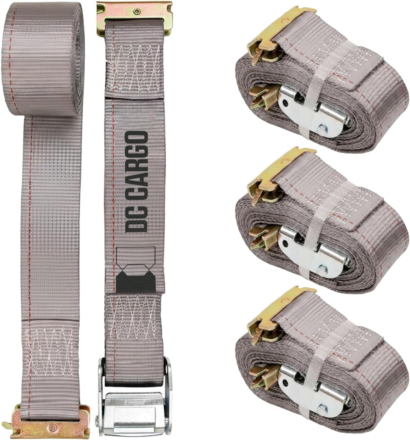 DC Cargo E-Track Cam Buckle Straps Cargo Tie-Downs, (Pack of 4) 2 X 16 Heavy Duty Grey Tie-Down Cam Buckle Straps, Strong Cam Buckle Strap, E-Track Spring Fittings, Tie down Motorcycle image number 5