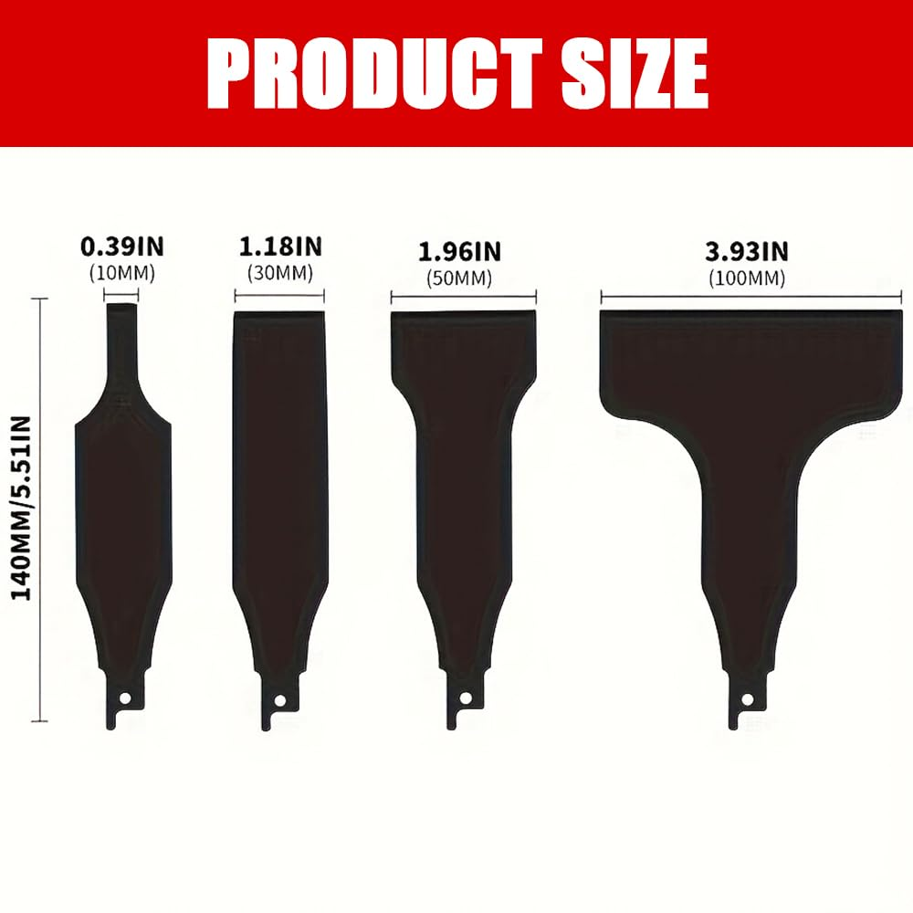 4PCS Reciprocating Saw Scraper Blade, Multifunctional High Carbon Steel Tile Cleaning Tools, Scraping Tool Attachment for Reciprocating Saw for Remove Linoleum, Glue, Vinyl Flooring (Black) image number 5
