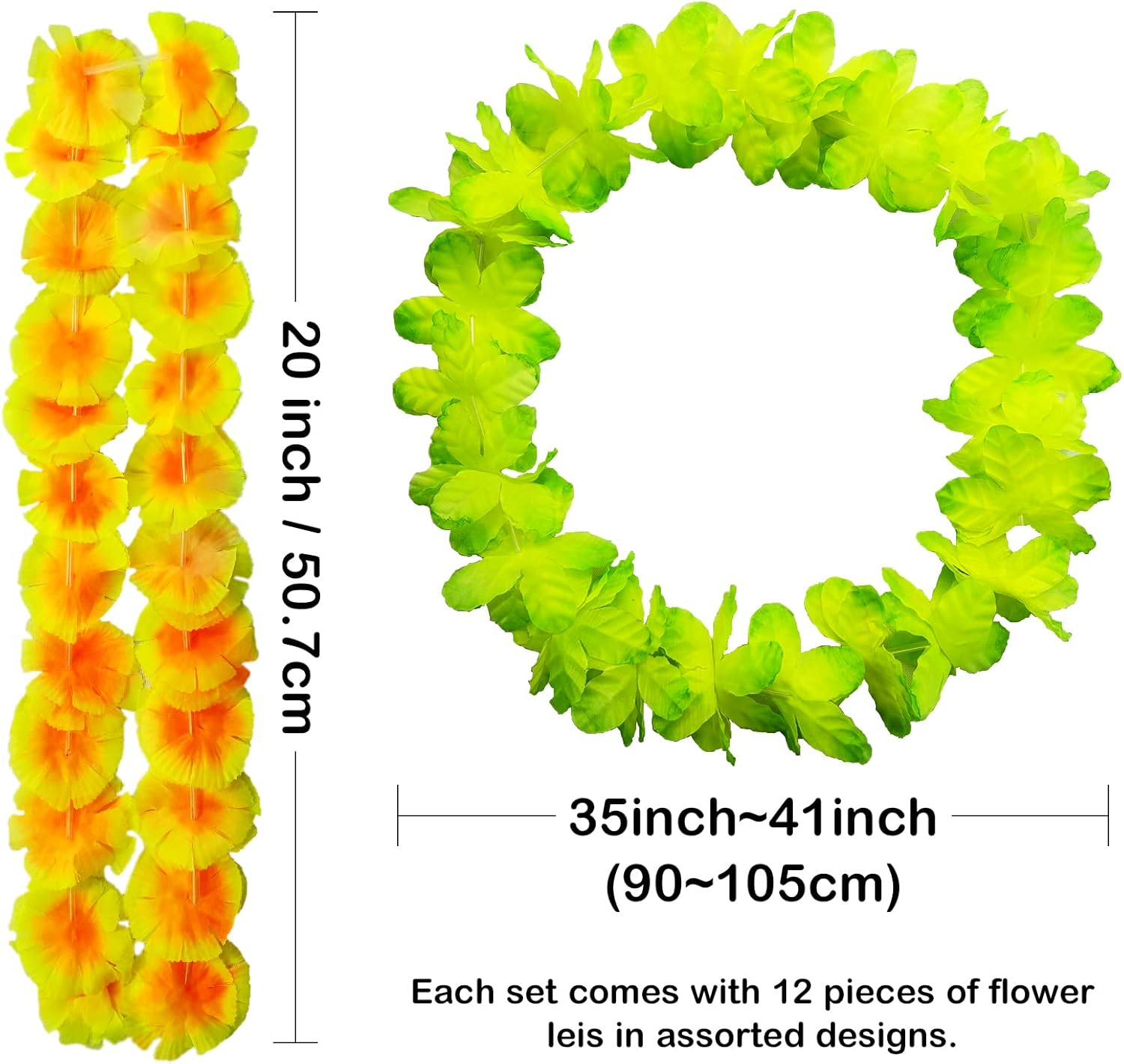 Gooduping 50 PCS Hawaiian Leis Luau Party Decorations Tropical Party Favors Lei Hawaiian Flower Hair Clip,Headbands and Wristbands Perfect for Your Hawaii Luaus Party. image number 3
