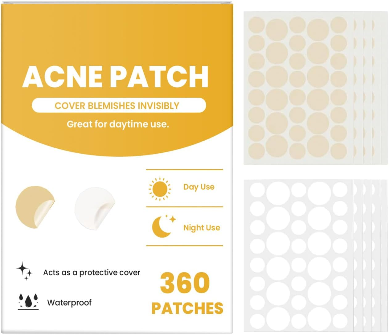 Day and Night Acne Patches, Invisible Acne Patches for Facial Care, （360 Patches） image number 4