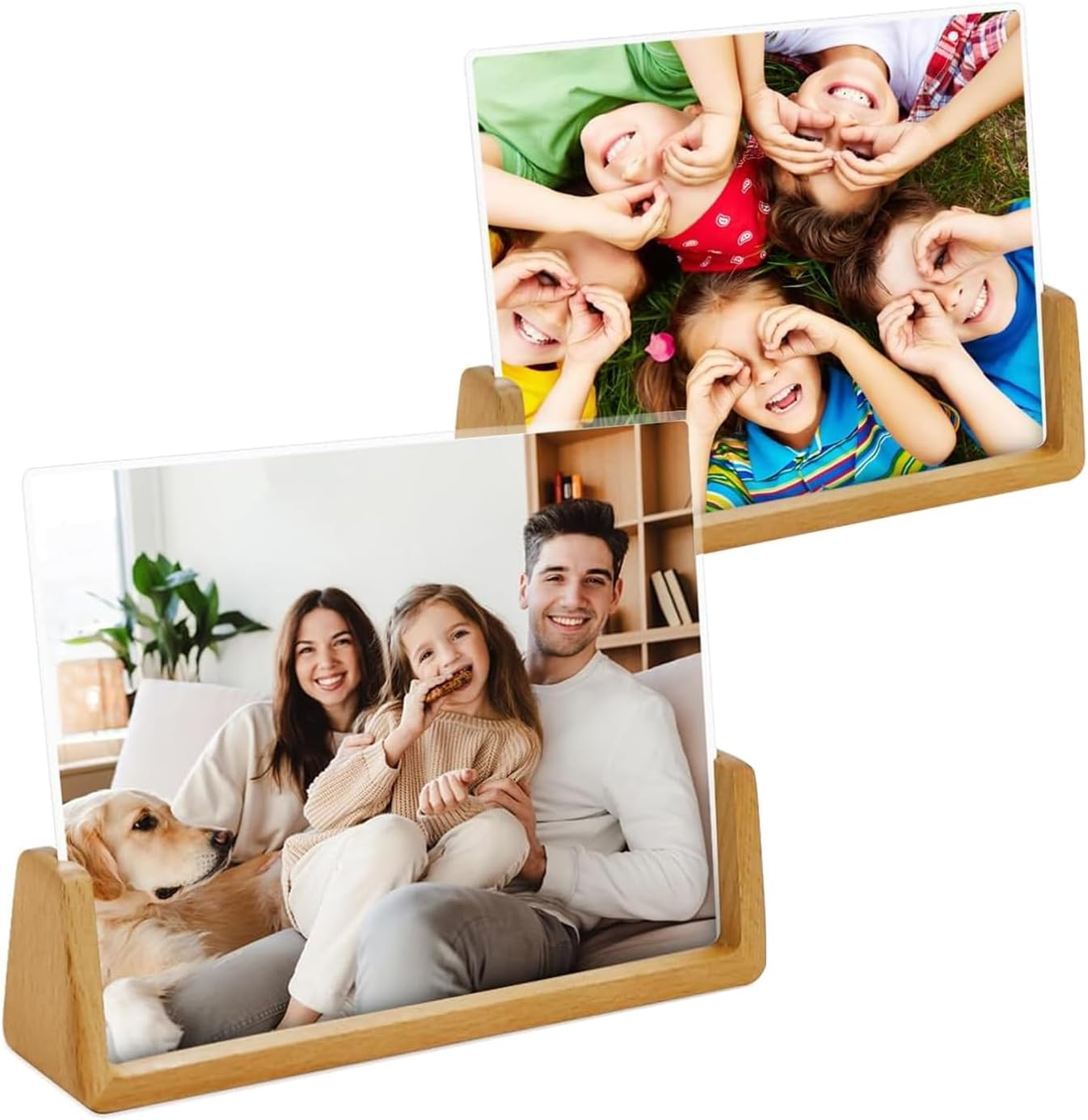 5X7 Wood Picture Frame Set of 2 Rustic Wooden Photo Frames with Base U Shaped Double Sided High Definition Acrylic Covers Menu Holder Sign Card Stand for Tabletop or Desktop Display,Vertical Frame - 5 X 7 Inch Horizontal Frame image number 6