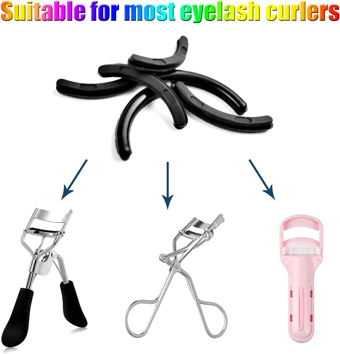 WADY 120 Pieces Eyelash Curler Refill Pads - Universal Replacement Rubber Pads for Lash Curlers (Black) image number 6