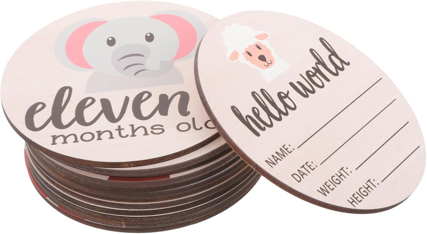 1 Set Milestone Cards Wooden Monthly Signs for Newborn Announcement and Photography Smooth Surface Unique Design Present for Expecting Moms image number 6