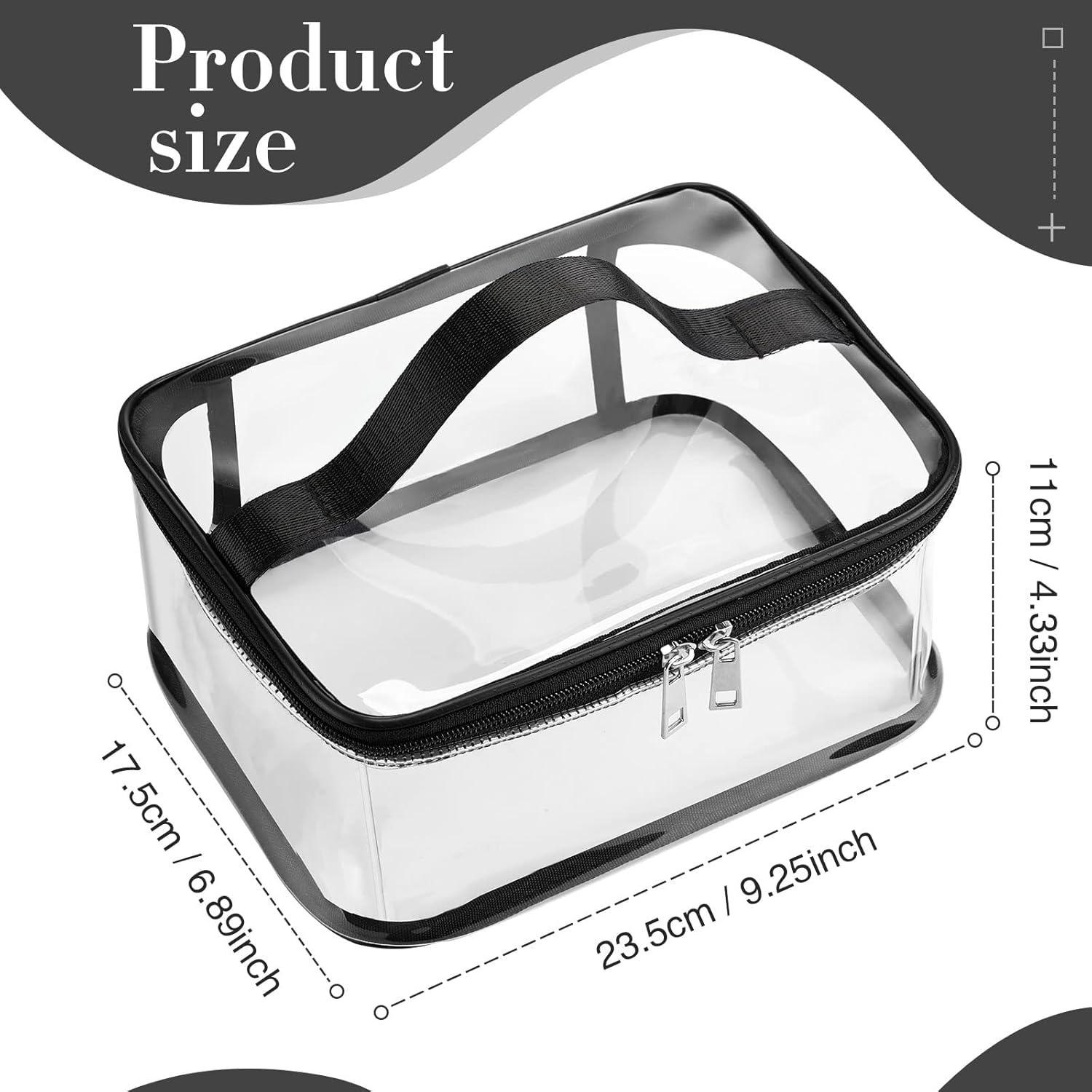 Saintrygo 6 Pcs 9.25 X 6.89 Inch Clear Cosmetic Bags Transparent Zipper Travel Bag with Zipper Toiletry Makeup PVC Bag Waterproof Portable Organizer Storage Pouch with Handle for Vacation Bathroom, Black Edge image number 3