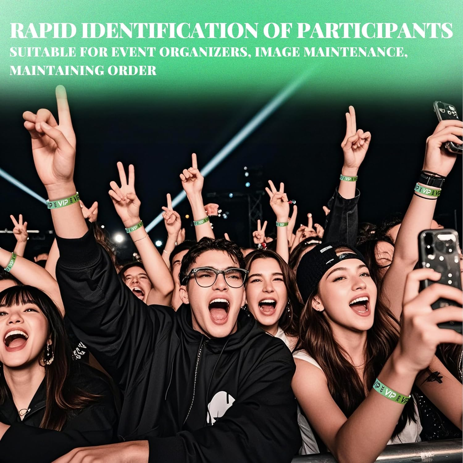 100Pcs Disposable Wristbands for Event Admission: VIP Paper Wristbands for Concerts, Parties, Membership Identification Bracelets image number 2