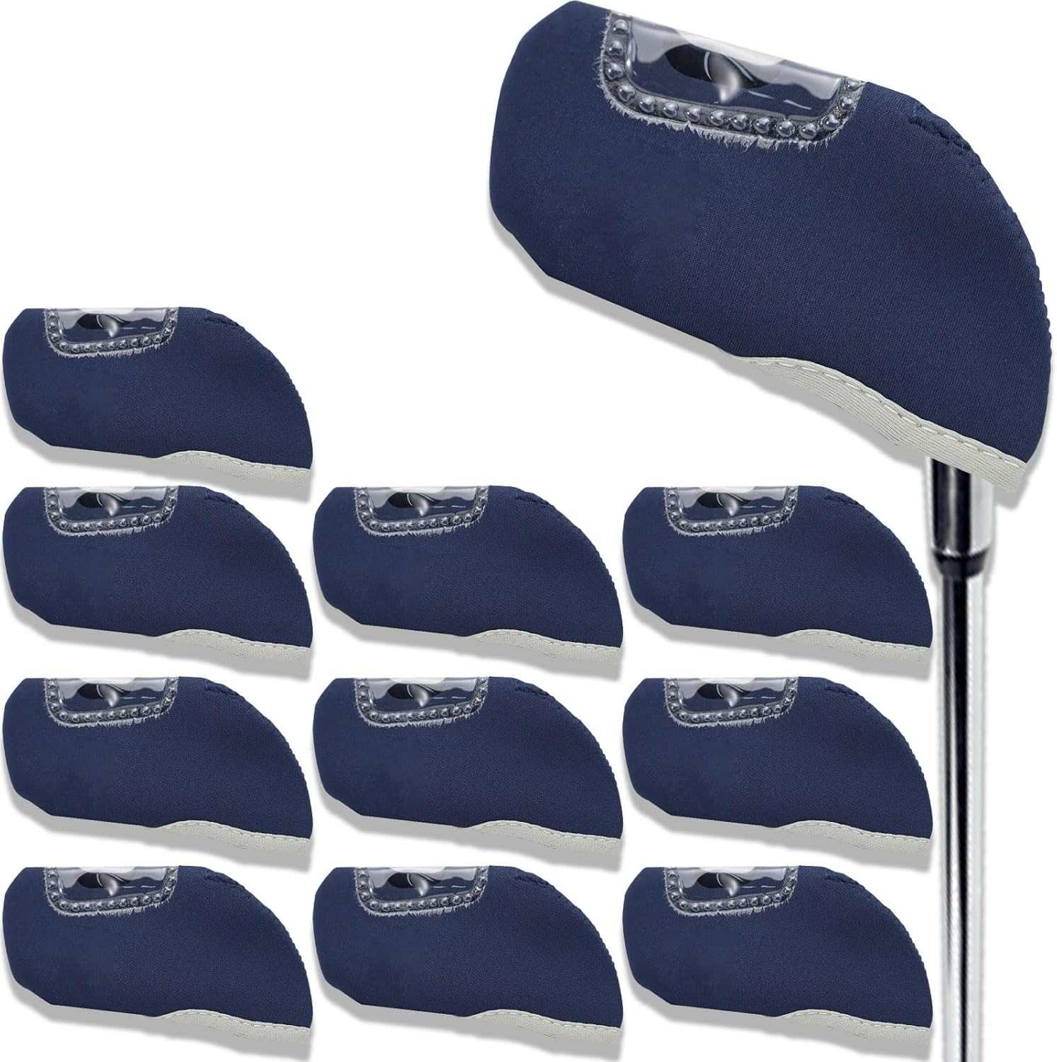 10Pcs Golf Covers Golf Wedge Headcovers Golf Club with See through Window Clear Visible Head Covers Golf Accessories for Putters, Golf Beginner, Women Men