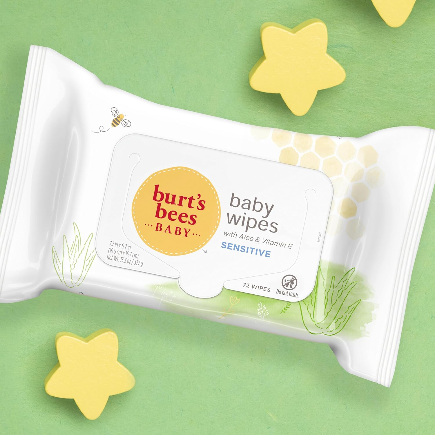 Burt&rsquo;S Bees Baby Wipes, Unscented Natural Baby Wipes for Sensitive Skin with Aloe and Vitamin E - 72 Wipes &ndash; 10 Pack image number 6