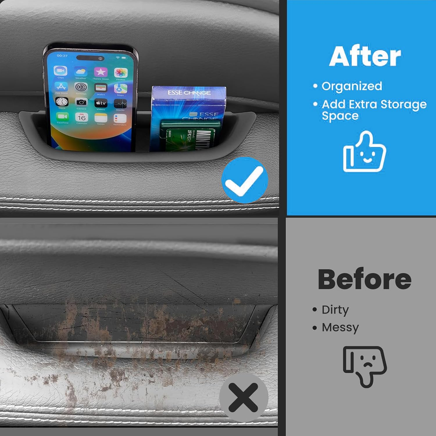 MAEZOE 4PCS Door Handle Storage Organizer for 2024-2025 Toyota Land Cruiser Prado LC250, Front & Rear Door Storage Box Insert, Non-Slip, Easy to Clean, Custom Fit, Black image number 3