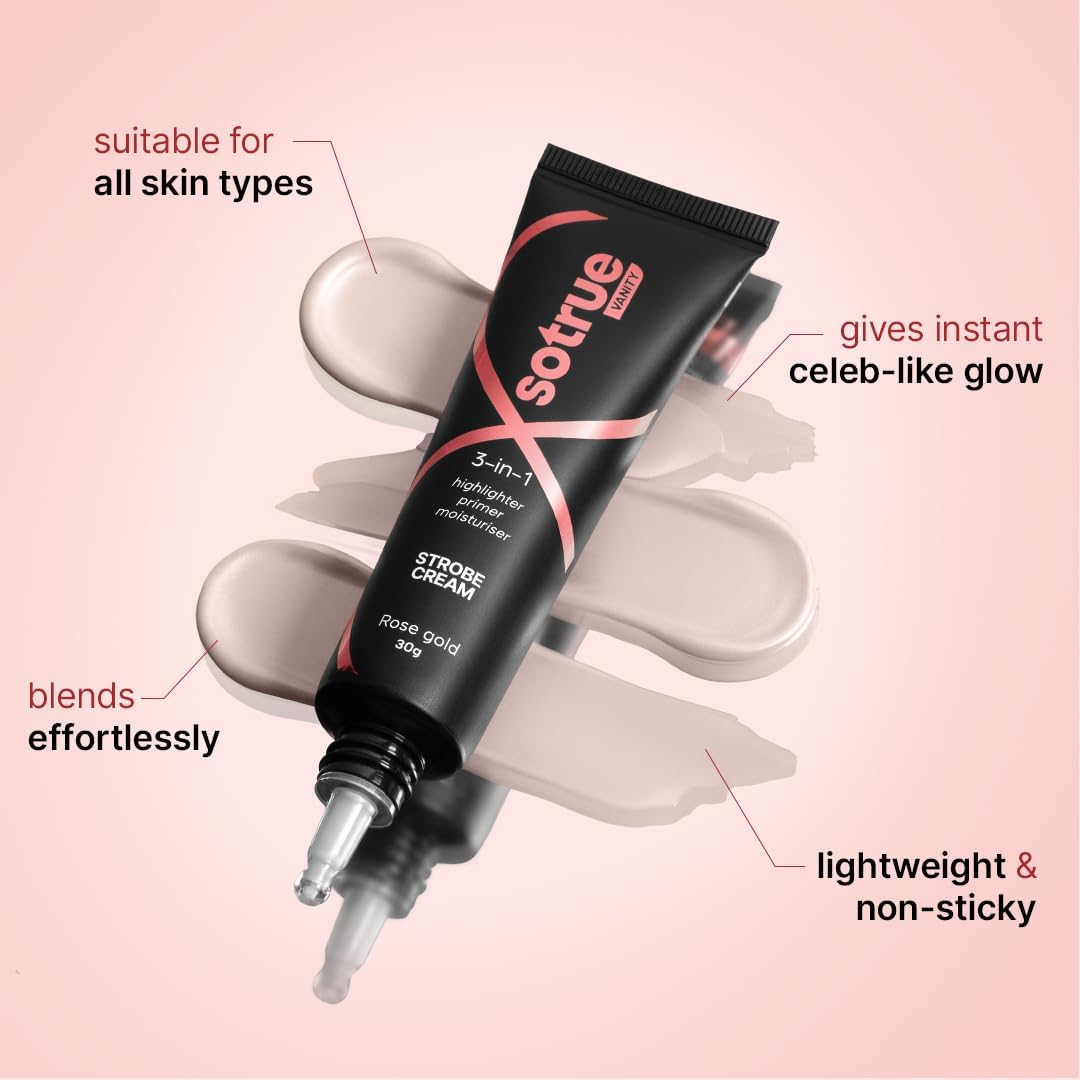 Sotrue Strobe Cream Rose Gold for Face Radiance, Multipurpose Strobe Cream, Dewy Glazed Instant Glow, Highlighter for Face, Boosts Hydration - for All Skin Types image number 5