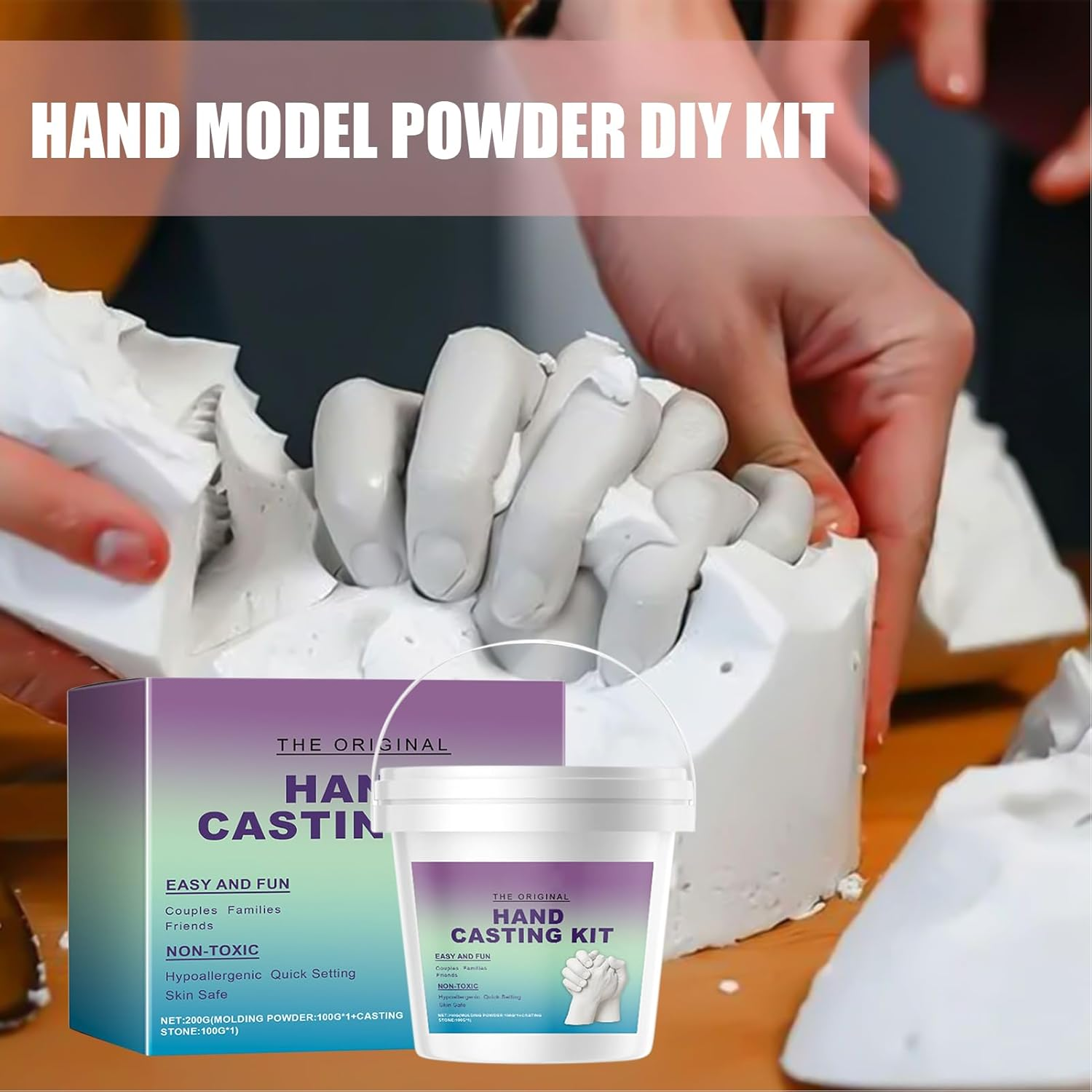 Gkgwuxf Hand Casting | Couples Sculpture Hand Molds Casting Kit - Handmade Craft Set with Gloves Keepsake Sculpture Mould for Women, Mom & Mothers Day image number 6