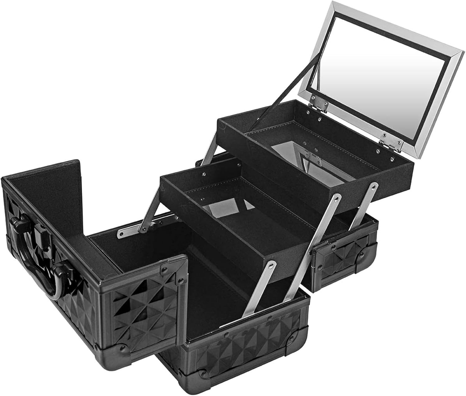 SHANY Mini Makeup Train Case with Mirror - Peacock Blue image number 5