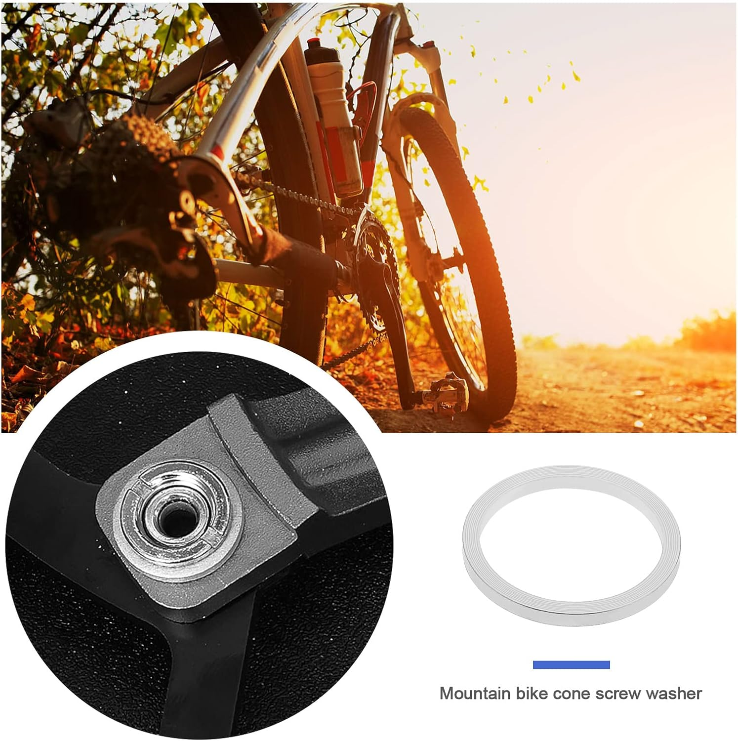 Ecsing 10PCS Bicycle Chainring Bolt Spacers Washer Aluminum Alloy Double Ring to Single Gasket for Bike Headset Chainwheel Chainring 10Mm Inner Diameter image number 4
