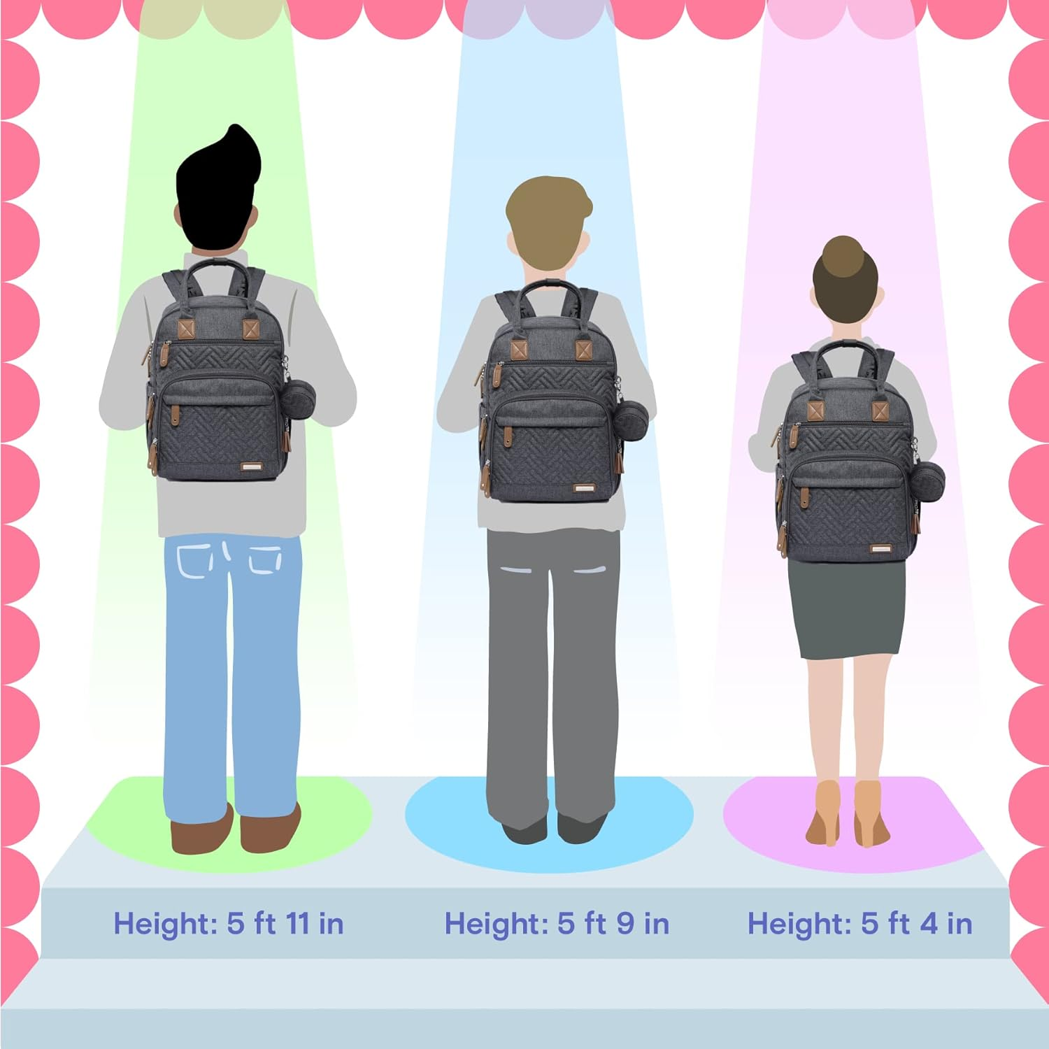 Iniuniu Diaper Bag Backpack, 4 in 1 Kit Large Unisex Baby Bags for Boys Girls, Waterproof Travel Back Pack with Diaper Pouch