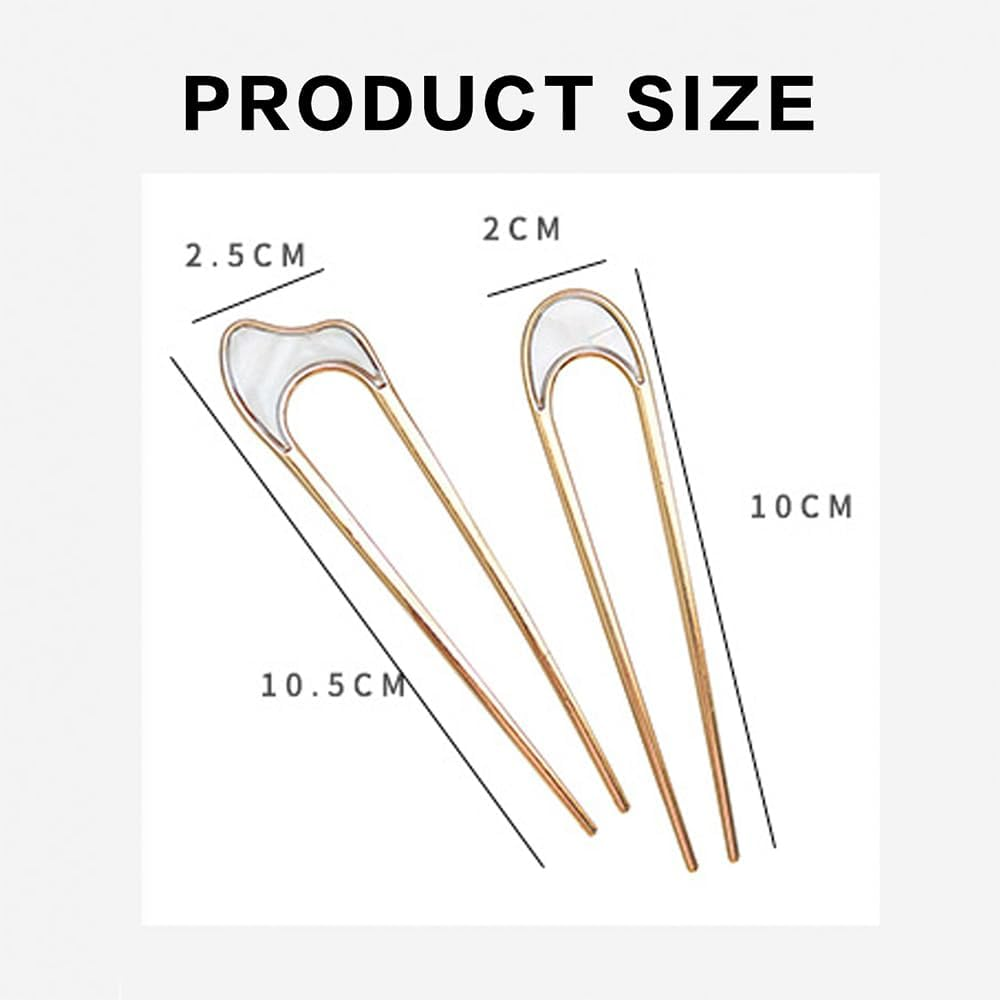 Visxcnu 6 Pieces French Hair Pins, U Shaped Metal Hairpins 2 Prong Updo Chignon Pins for Weddings Dating Vintage Hair Fork Hair Pin for Girls Women Hair Accessories image number 1