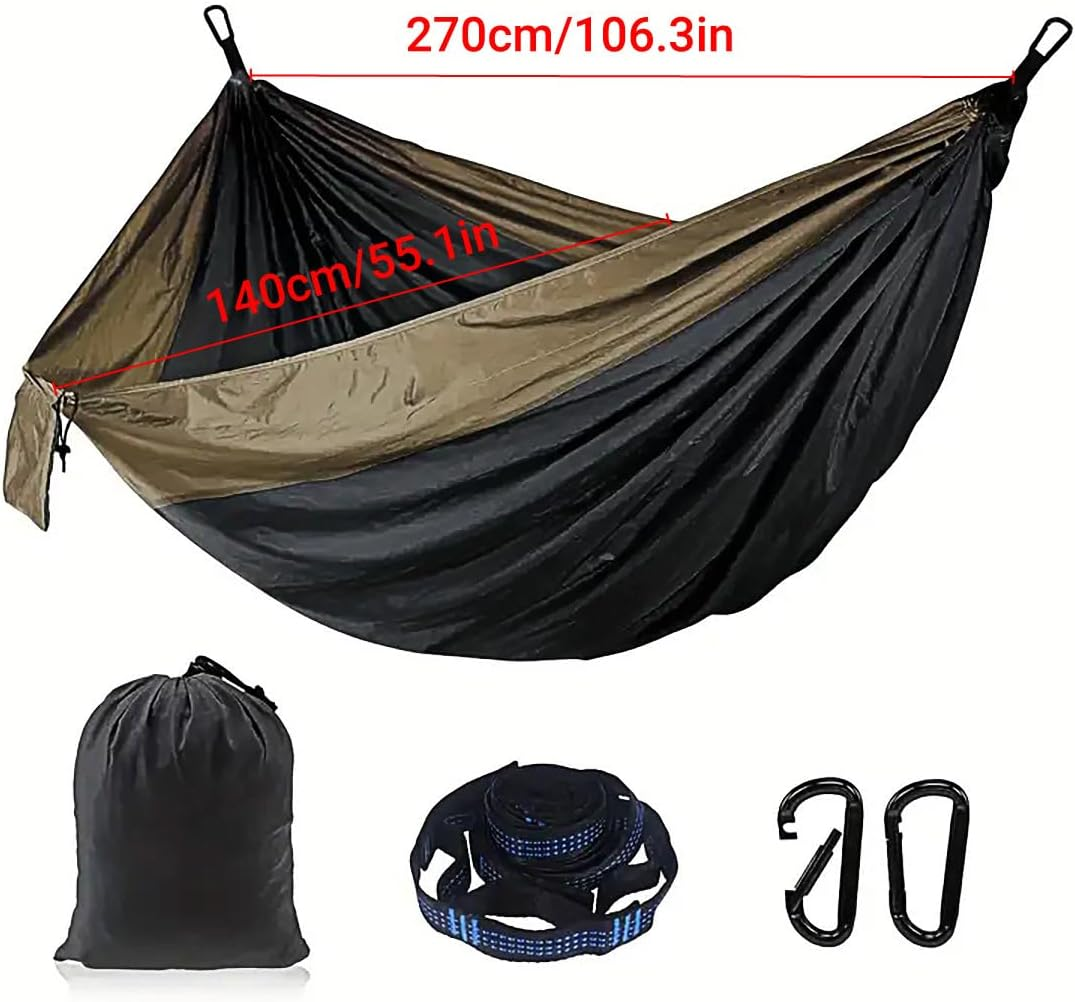 AIMALL Double Camping Hammock 106X55In Portable Outdoor Swing with 98In Adjustable Tree Straps 400Kg Capacity 210T Nylon Travel Bed for Hiking Backpacking Backyard Use