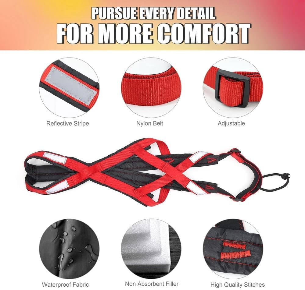 Dog Sled Harness Pet Weighted Traction Sled Harness Large Dog Husky Alaskan Labrador Harness Durable Nylon Outdoor Reflective Dog Harness,Red,Xl image number 1