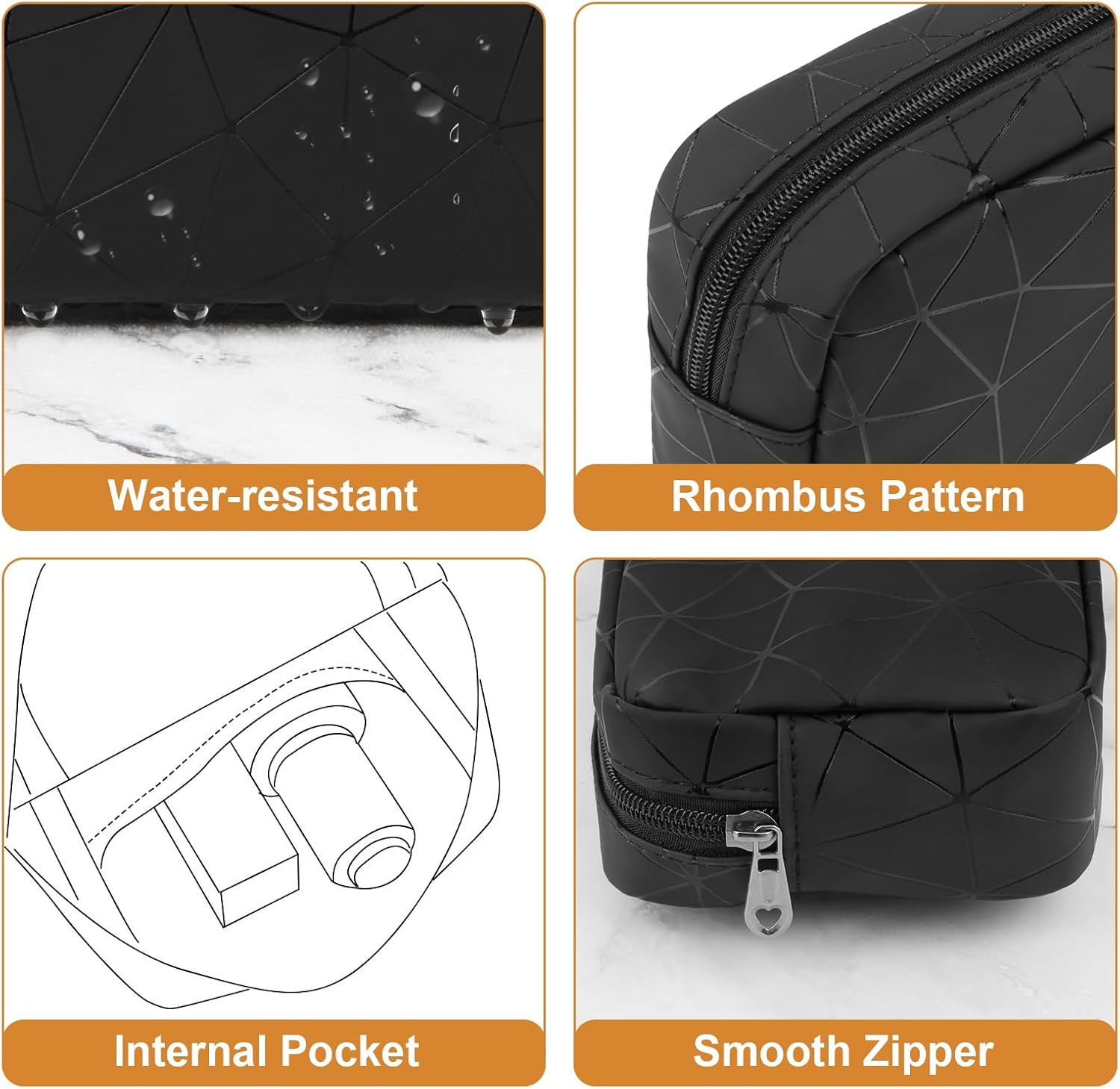 Period Bag for Teen Girls, Leather Sanitary Napkin Storage Bag, Portable Menstrual Pad Bag Period Pads Pouch, Small Make up Bags, Black, Small&Large, Fashions image number 3