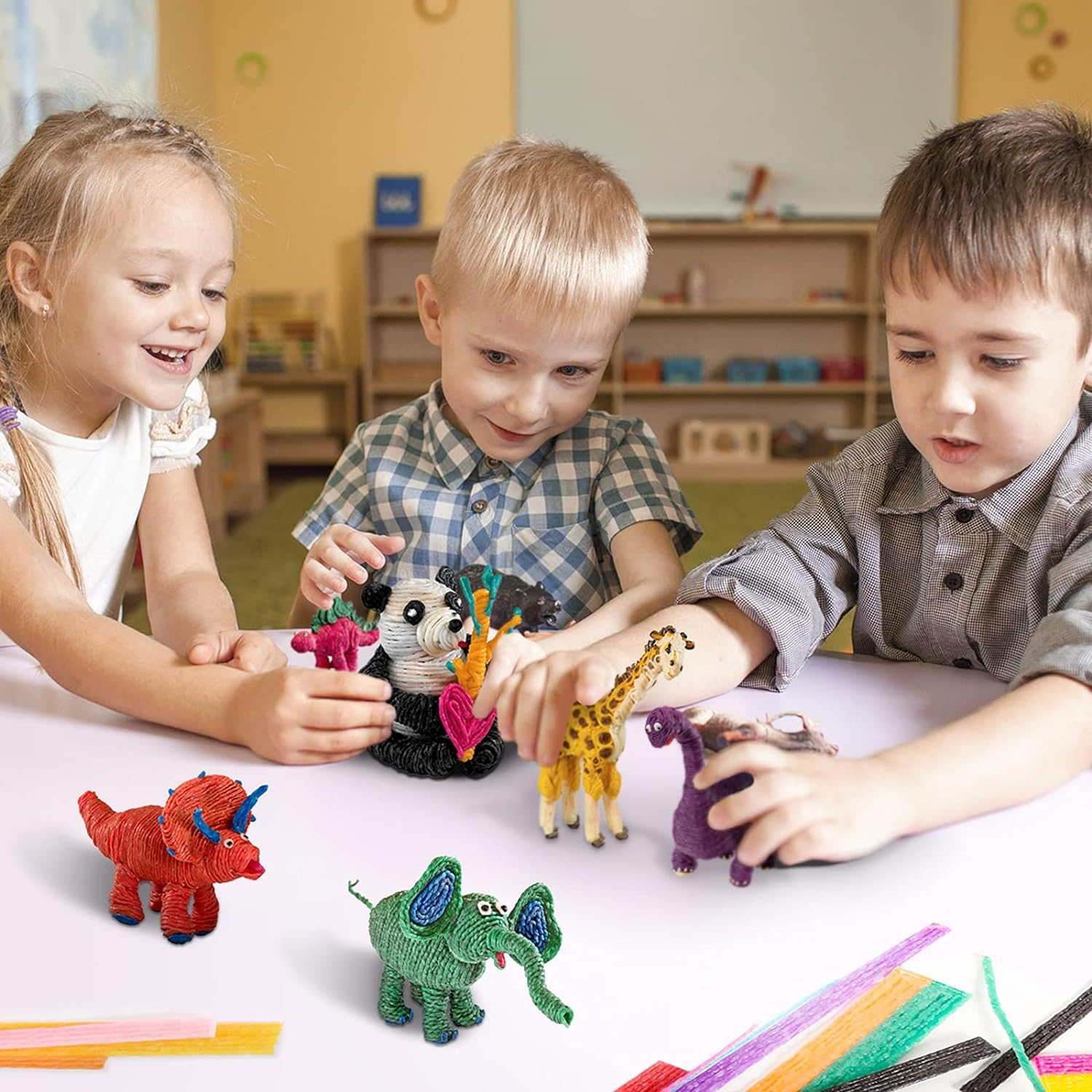 500 Pcs Craft Sticks for Kids, 13 Colors Wax String, Reusable Molding Sculpting Sticks, Bendable Sticky Wax Yarn Sticks for DIY School Project, Fun Toy Art & Crafts Activity for Travel Home image number 1